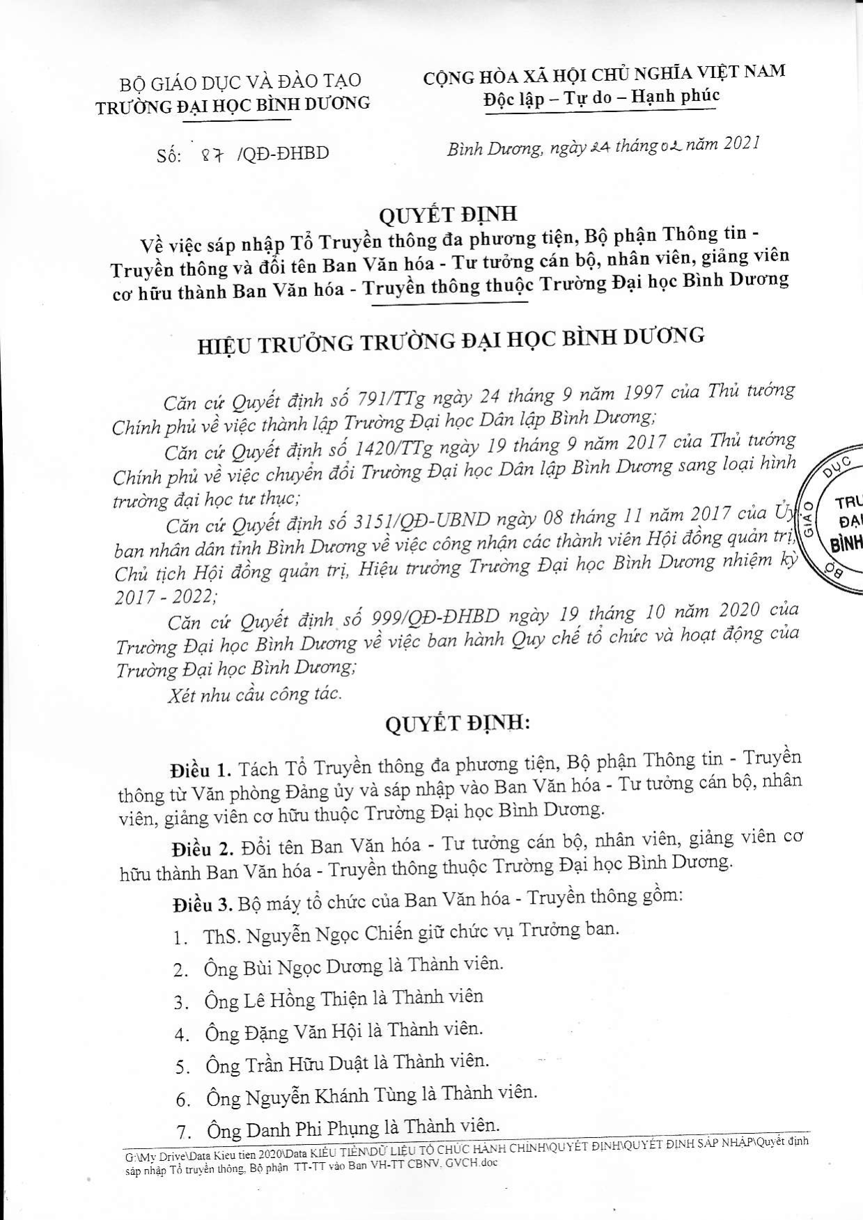 QD so 87 sap nhap To truyen thong da phuong tien 001